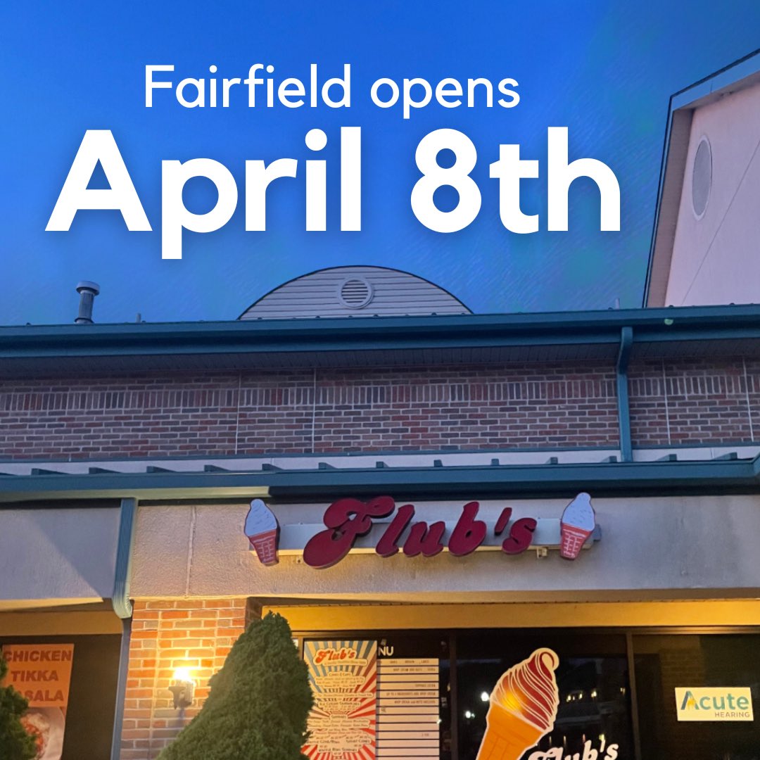 Good news for our Fairfield fans: we open April 8th! We look forward to seeing you then!
