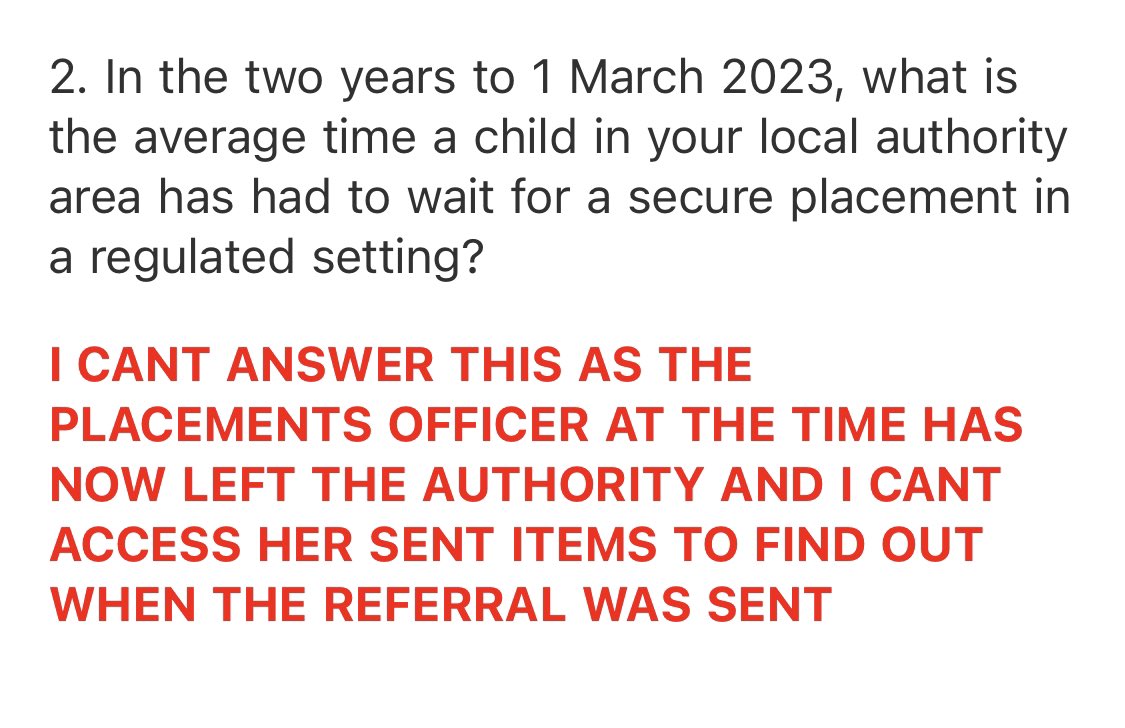 Today I received the answer to an FOI I sent for this story an entire year late. I wanted data on vulnerable children in the government’s care and… well, look at the state of this response cc: @louisetickle