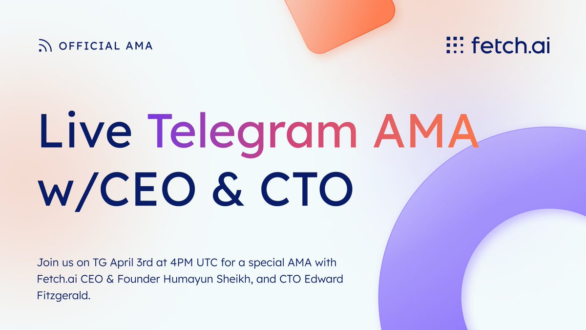 We've got an exciting #AMA on our official telegram channel tomorrow at 4PM UTC to answer all your burning questions about the @ASI_Alliance merger 🔍 The participants include our CEO & Founder @HMsheikh4 and CTO @EFG_AI 💪 Join our TG below 👇 t.me/fetch_ai