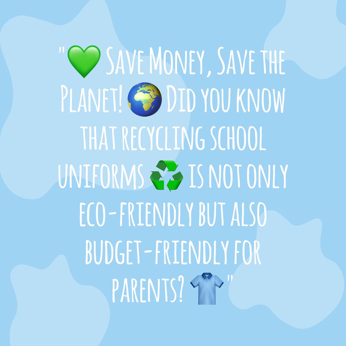 By passing down, swapping, or donating used uniforms, we can reduce waste and help each other cut costs 🙌🏻 . Let's make a sustainable and thrifty choice for a better future. #RecycleSchoolUniforms 

Find out more…tinyurl.com/ycy7p977