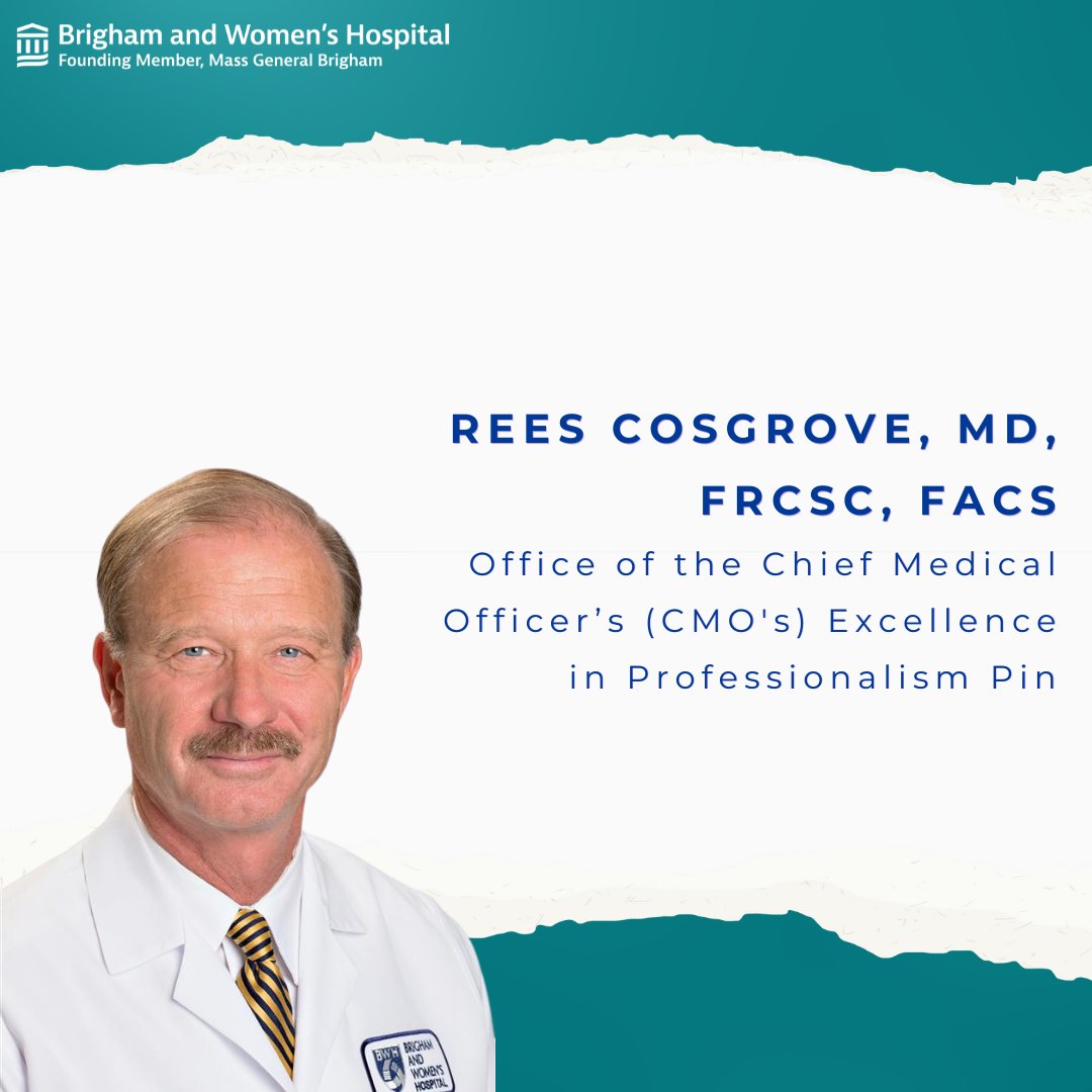 Congratulations to Rees Cosgrove, MD, FRCSC, FACS on receiving the prestigious Excellence in Professionalism Pin from the Office of the Chief Medical Officer. 🧠 🥼 #BWH #Neurosurgery #HarvardMed