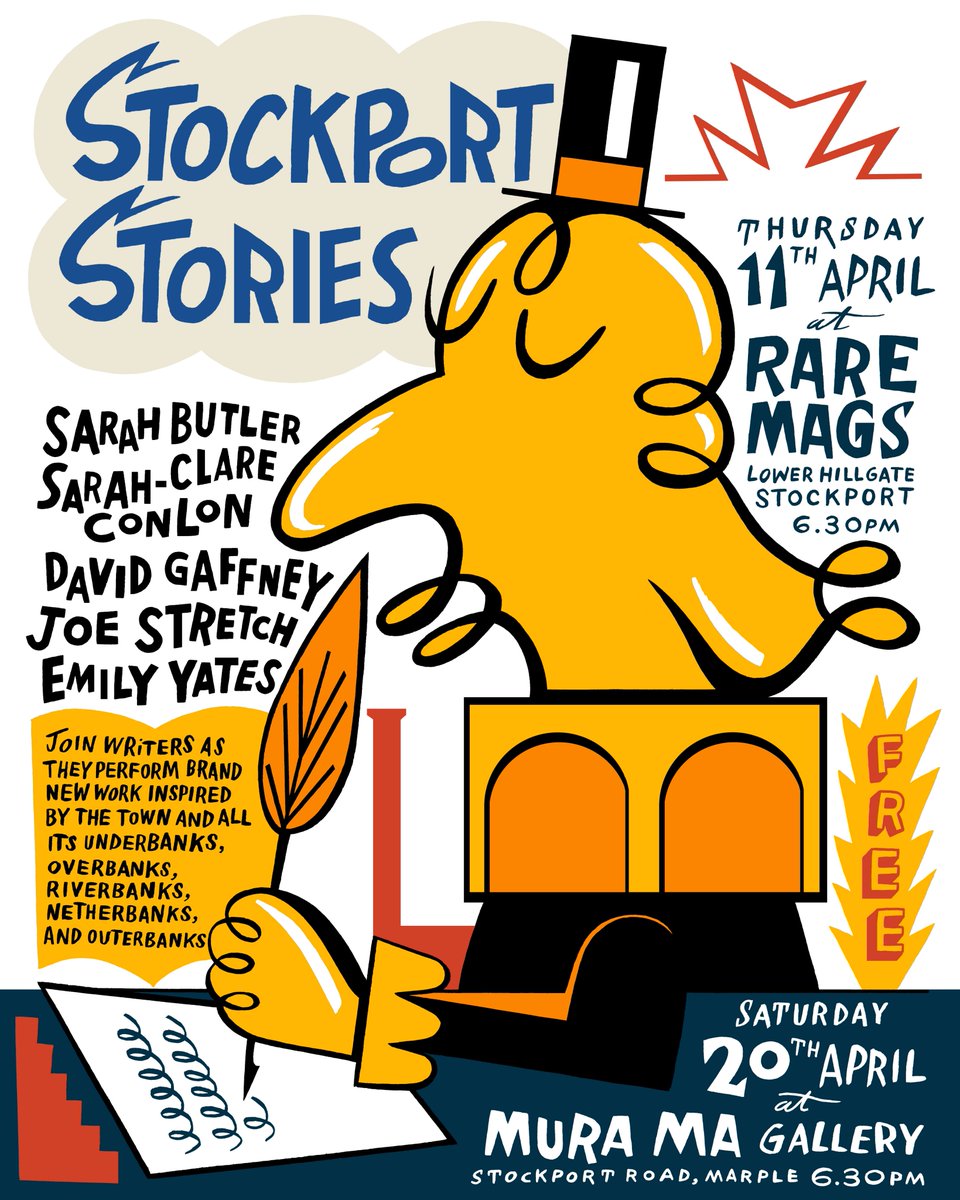 WEEK ON THURSDAY! Got your *free* tickets yet? I'm sharing a brand-new poetry piece as part of Stockport Stories with short storyists @SarahButler100 @ggaffa @joestretch & Emily Yates – the first reading is at the fantastic @rare_mags in the Underbanks... raremags.co.uk/collections/ob…