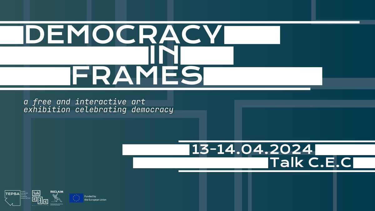 🖼️ "Democracy in Frames" - Join an exhibition inspired by the question, ' What does democracy mean to you?’

📅13 – 14 April 2024.
📍TALK C.E.C – Chaussée de Wavre 141-143, Ixelles

👉Further information tepsa.eu/events/free-ar…
