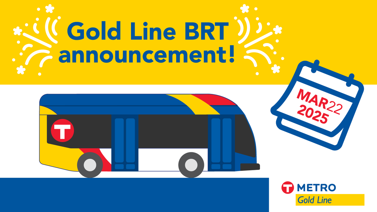 Save the date! The METRO Gold Line — Minnesota’s first bus rapid transit line that will operate primarily within bus-only lanes — will open on March 22, 2025. Learn more about the Gold Line: metrotransit.org/gold-line-proj…