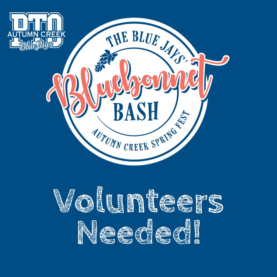 We are in need of a few more volunteers this Saturday, April 6, for our Annual Bluebonnet Bash. This is a perfect opportunity for high school students needing volunteer hours. Sign up at m.signupgenius.com/#!/showSignUp/…