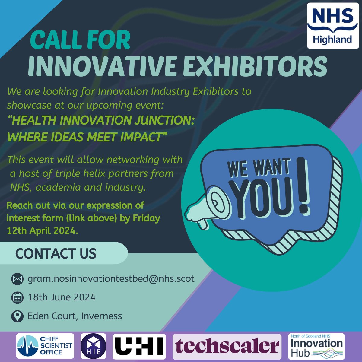 18th June 2024! Health Innovation Junction: Where Ideas Meet Impact. Come meet and greet to share and compare innovative ideas and designs. Express your interest in exhibiting using this link: eur01.safelinks.protection.outlook.com/?url=https%3A%…