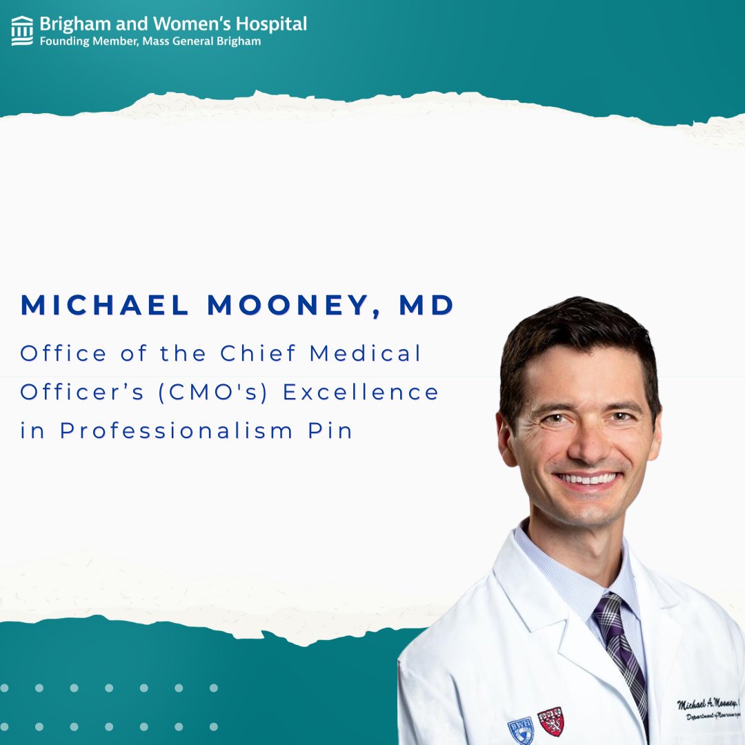 Congratulations to Michael Mooney, MD on receiving the prestigious Excellence in Professionalism Pin from the Office of the Chief Medical Officer. 🧠 🥼 #BWH #Neurosurgery #HarvardMed