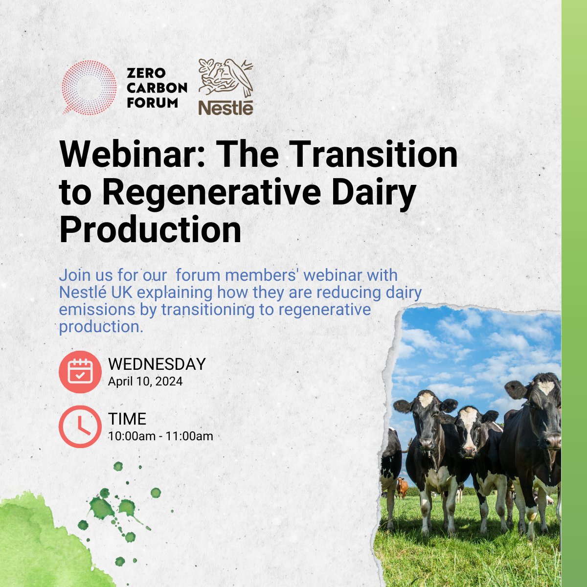 Calling all forum members! Join us on April 10th for an exclusive webinar: 'The Transition to Regenerative #Dairy Production' 🌱🐄 With special guests @NestleUKI, this webinar looks at how they're leading the charge in reducing dairy emissions. 🥛 members-zcf.circle.so/c/events/webin…