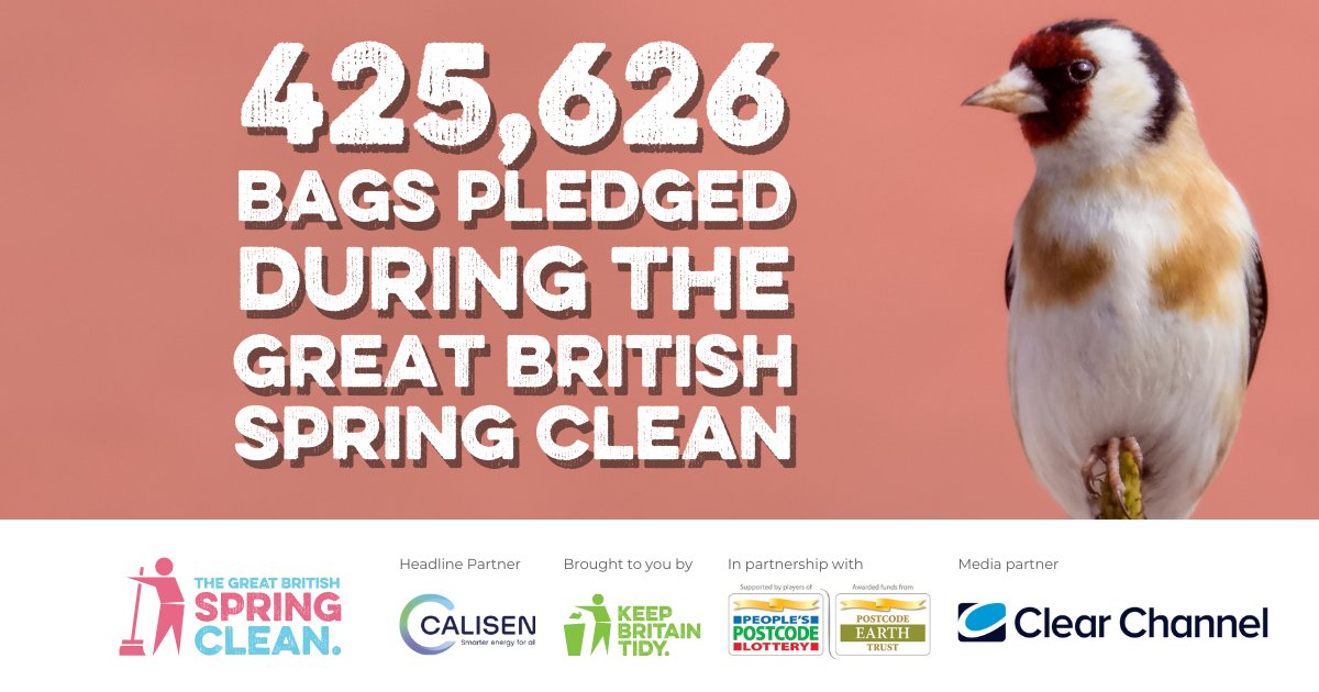 We're thrilled to announce that this year, #GBSpringClean supporters pledged an incredible 425,626 bags! Whether you picked one bag or seventy, we want to thank you for making a big difference to the environment on your doorstep.