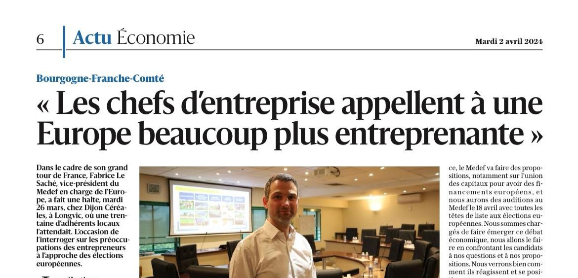 Fabrice Le SachĂ© (@f_lesache) on Twitter photo đȘđș Il faut que nous bousculions les orientations de l'#Europe. Il y a urgence Ă©conomique. Il faut aller plus vite et plus fort sur la compĂ©titivitĂ© de nos entreprises.
#Dijon <a href="/Lebienpublic/">Le Bien Public</a> đ đȘđș Il faut que nous bousculions les orientations de l'#Europe. Il y a urgence Ă©conomique. Il faut aller plus vite et plus fort sur la compĂ©titivitĂ© de nos entreprises.
#Dijon <a href="/Lebienpublic/">Le Bien Public</a> đ