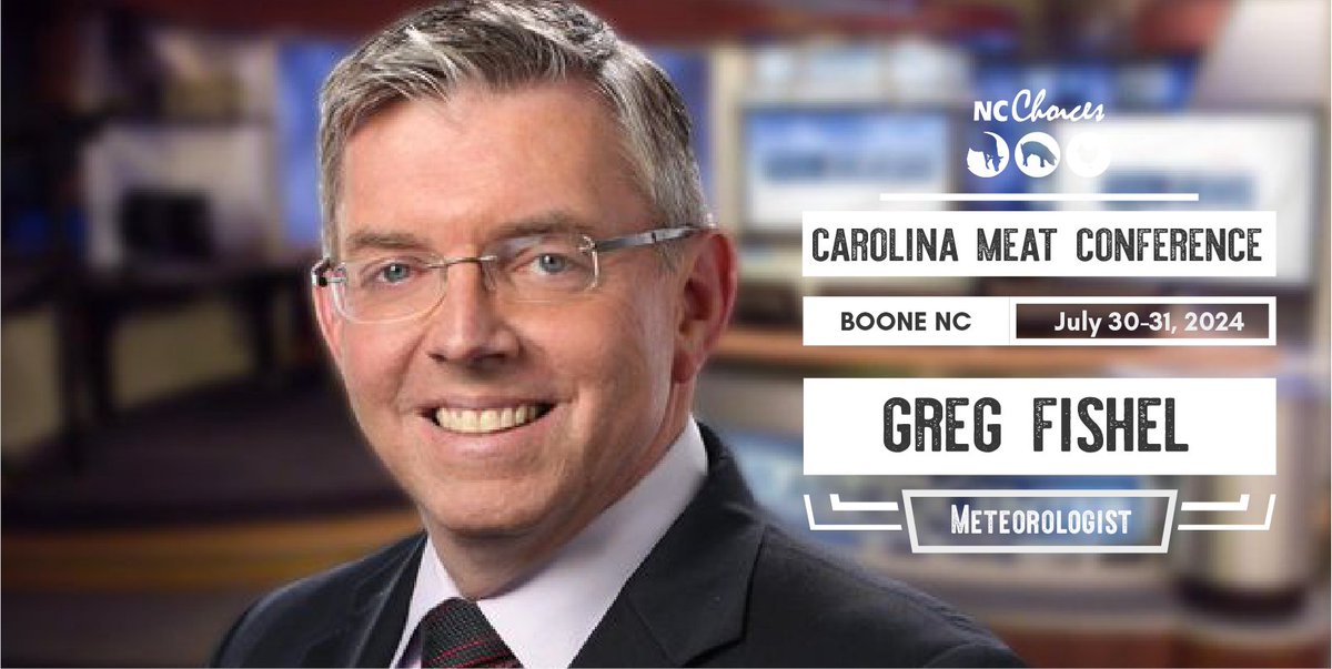 Greg Fishel, a meteorologist with an impressive 40-year career, will be a featured speaker at the Carolina Meat Conference - July 30-31 in Boone, NC! You won't want to miss his insights into meteorology & #climatechange! Learn more & register: carolinameatconference.com