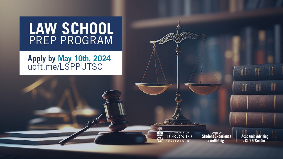 Applications for LSPP – a free LSAT Prep program are now open! Apply at uoft.me/LSPPUTSC by May 10th. #aacc #lsat #lspp #lawschool #lsatprep #uoftlaw #futurelawyer #lawschoolprep #futurelawyersofcanada #utsc #professionalschool @UTSC @UTSCStudentExp @UofTLaw