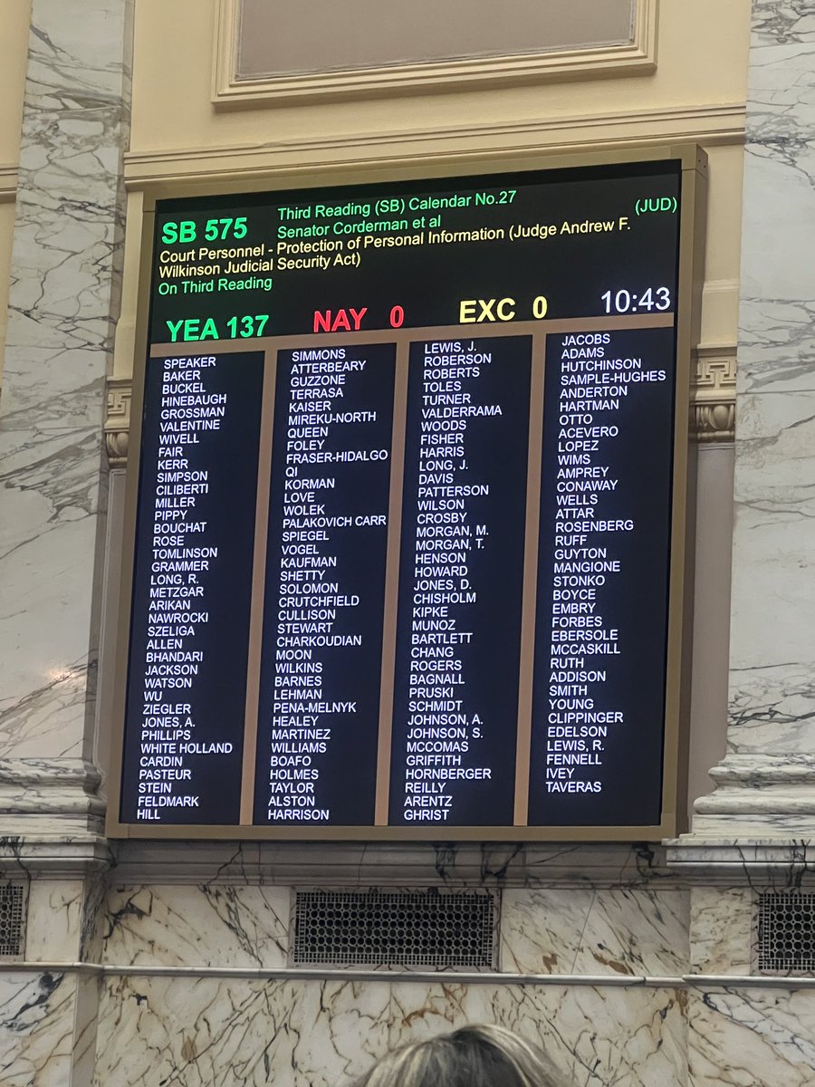 We passed SB575 unanimously to honor the memory of Judge Wilkinson who was killed last year for doing his job, and to protect judges’ personal information from public records. #MDGA24