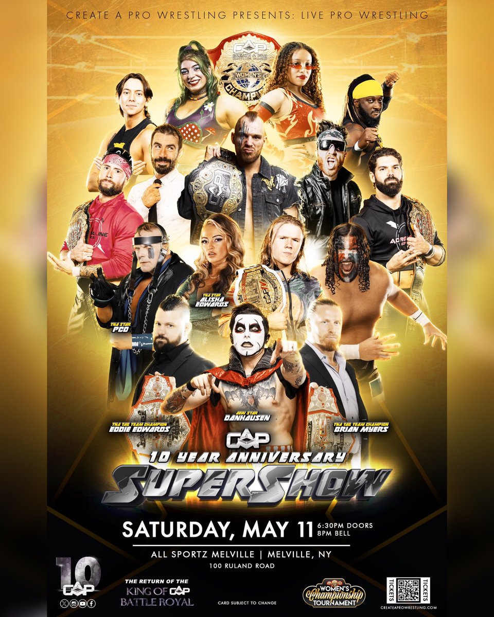 🚨ICYMI🚨 Tickets are on sale now for the Create A Pro 10 Year Anniversary Super Show on 5/11 in Melville, NY! 1st Row: SOLD OUT 2nd Row: 5 Tickets Remain GA: Still Available #CAP10 🎟GET YOUR TICKETS NOW🎟 eventbrite.com/e/create-a-pro…
