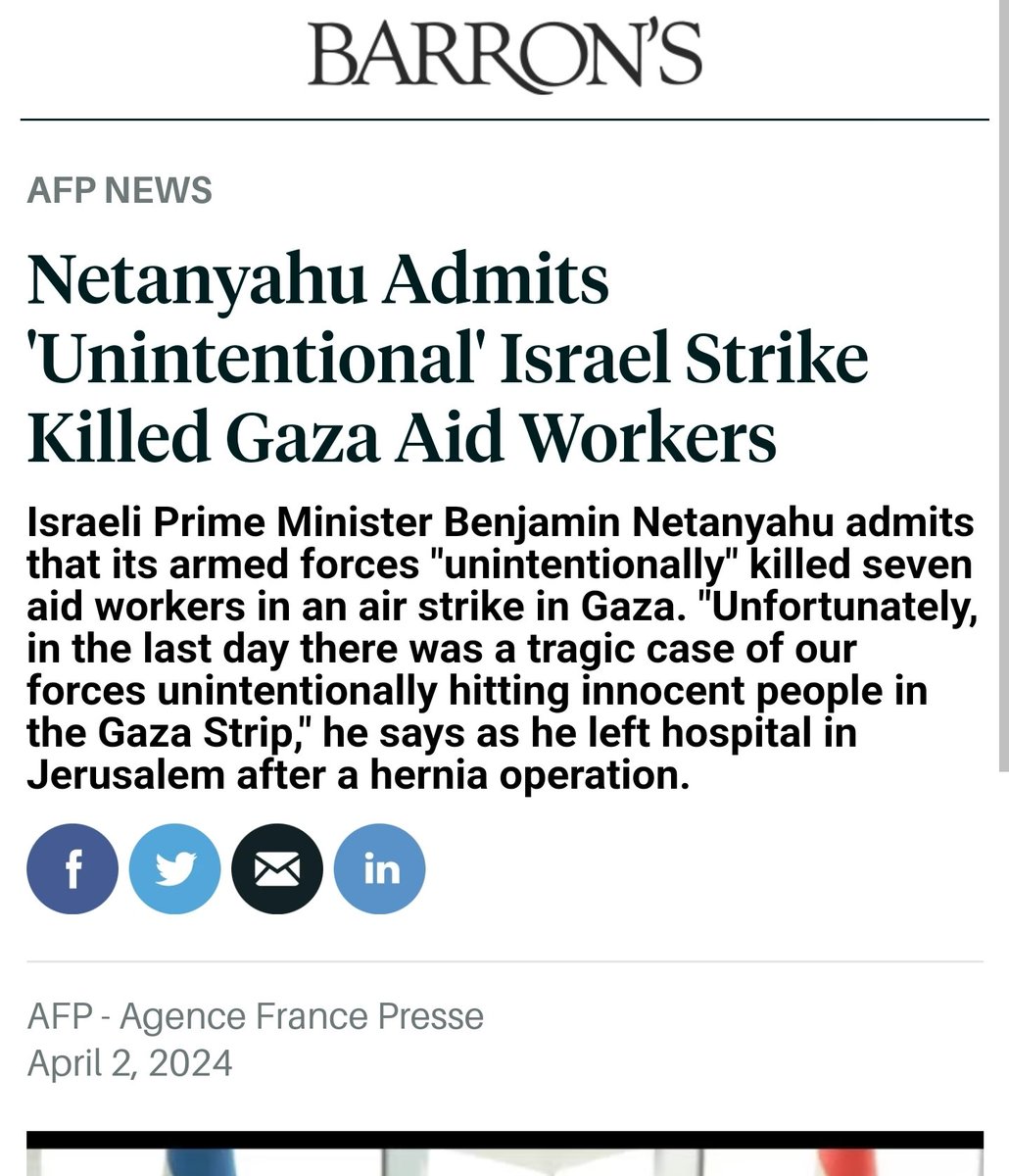 I wish outlets wouldn't lead with Netanyahu saying the attack was 'unintentional'. It's a logical impossibility. As reported in Haaretz, they fired on three different vehicles concurrently until every person was dead. That means they intentionally killed everyone. #Gaza