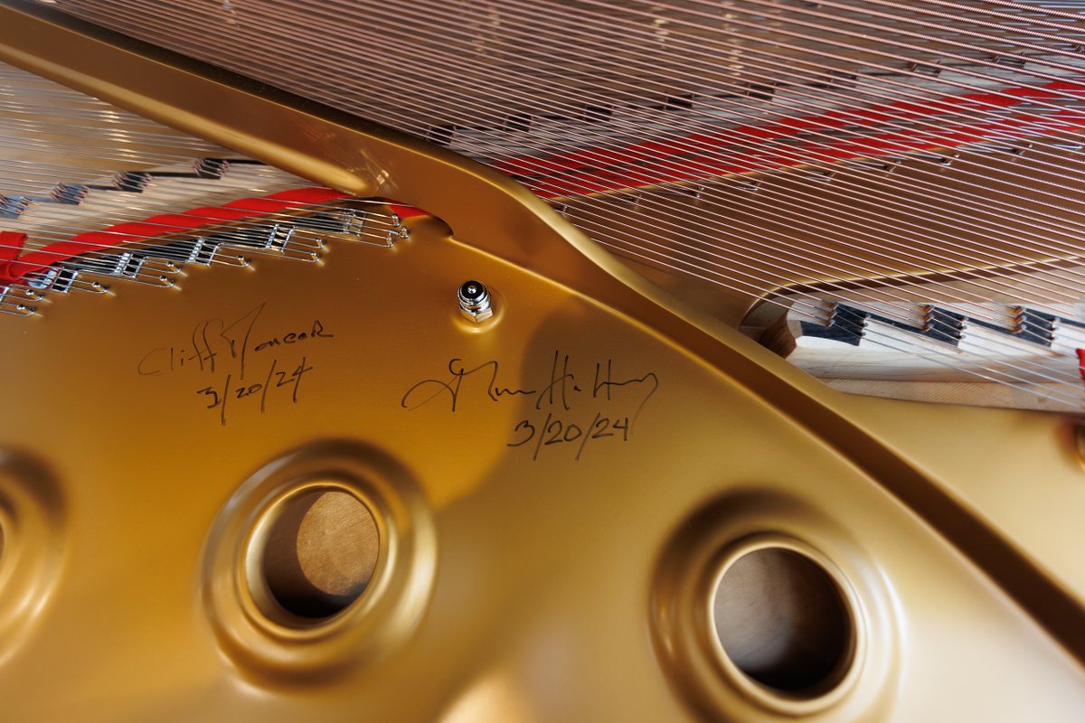 Cliff Monear and @Klavierkatt came to the @SteinwayAndSons Detroit showroom to audition four spectacular pianos for the Gretchen C. Valade Jazz Center at @waynestate. When they'd made their decision, both signed and dated the Steinway’s cast iron plate.