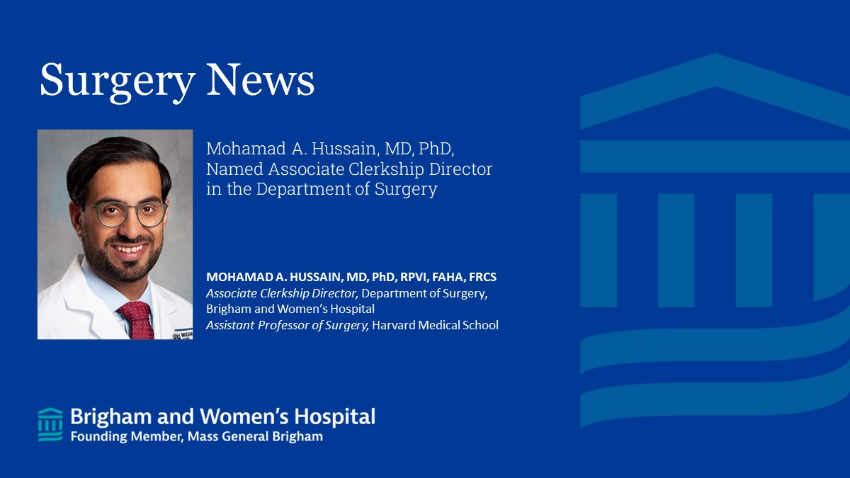 Congratulations to @ma_hussainMD who has been named associate clerkship director @BrighamSurgery !