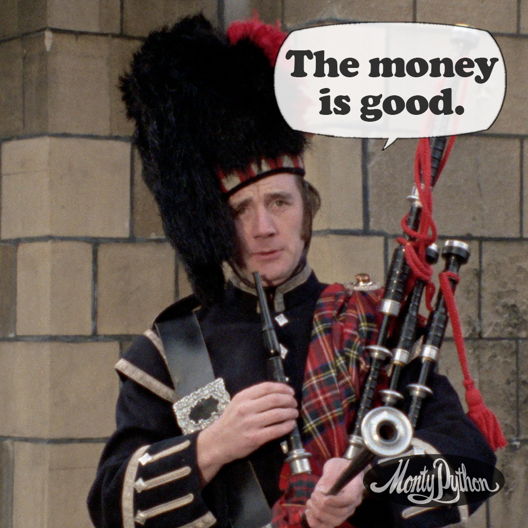 A discovery has been made regarding the recent surge in bagpipers.🎶 #MontyPython #FlyingCircus #Comedy #Bagpipes #MichaelPalin