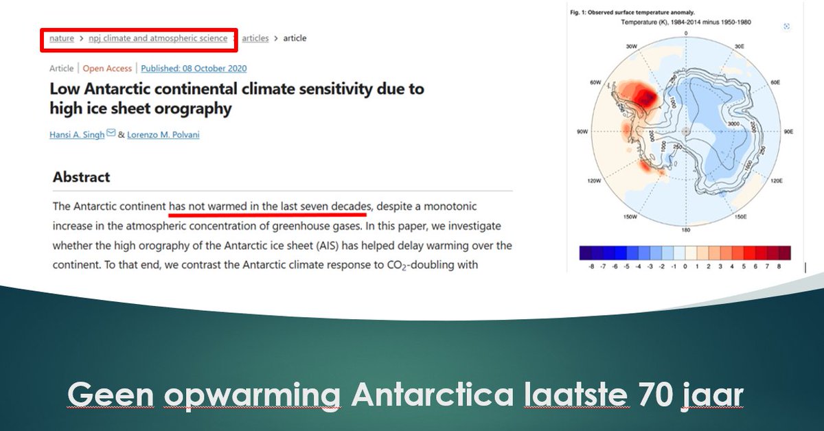 fmeeus1's tweet photo. Ik wil niet moeilijk doen, maar de metingen zijn duidelijk : geen opwarming Antarctica laatste 70 jaar.
Bron : top vaktijdschrift Nature.
Dat onze media dit niet melden is beste bewijs dat er een bewuste desinformatie propaganda actief is om de klimaatalarm angst hysterie aan te wakkeren.
Daarom zet ik het op X.