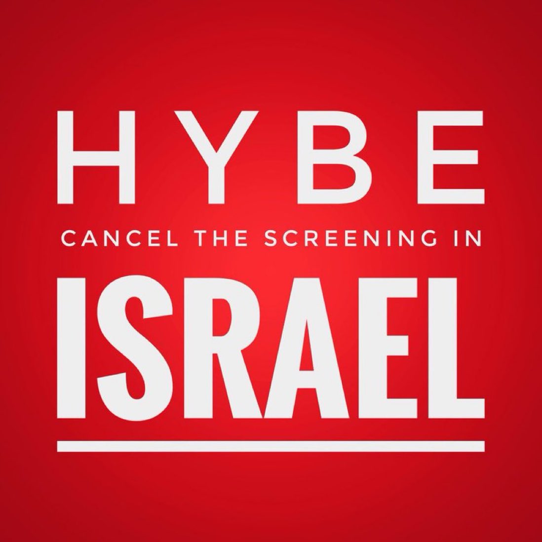 ช่วยกันรี่เยอะๆนะอาร์มี่ช่วยกัน❗️❗️
ก๊อปแล้ววางได้เลย

CANCEL THE SCREENING IN ISRAEL 
#하이브는시오니스트를퇴출하라 #HYBEDivestFromZionism
@HYBEOFFICIALtwt
@hitmanb
@TrafalgarRel#하이브는시오니스트를퇴출하라