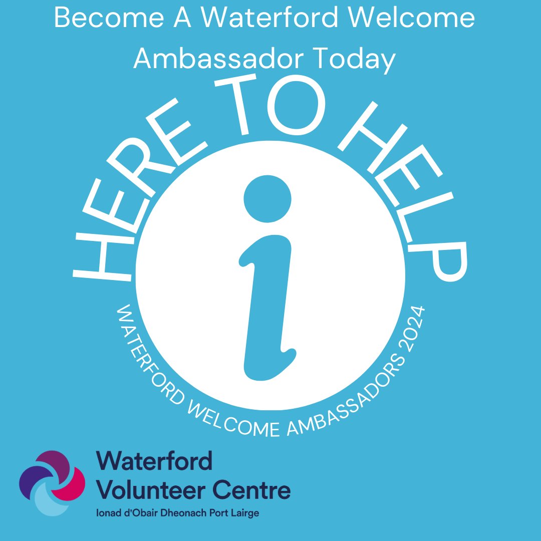 Do you love Waterford City & County & all it has to offer, If the answer is yes, then why not register to become one of our wonderful Welcome Ambassadors for 2024. More info contact - vicky@volunteerwaterford.ie