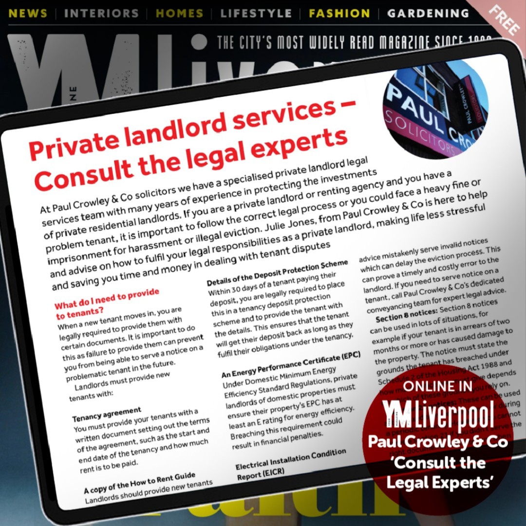 #paulcrowleysolicitors #paulcrowleyandco #paulcrowleyandcosolicitors #landlordsuk #landlordlegalsupport #landlord #propertymanagement #privatelandlordlegalservices #privatelandlords #section8 #section21 #privatelandlord #tenancyagreement #yourmagazineliverpool #ymliverpool