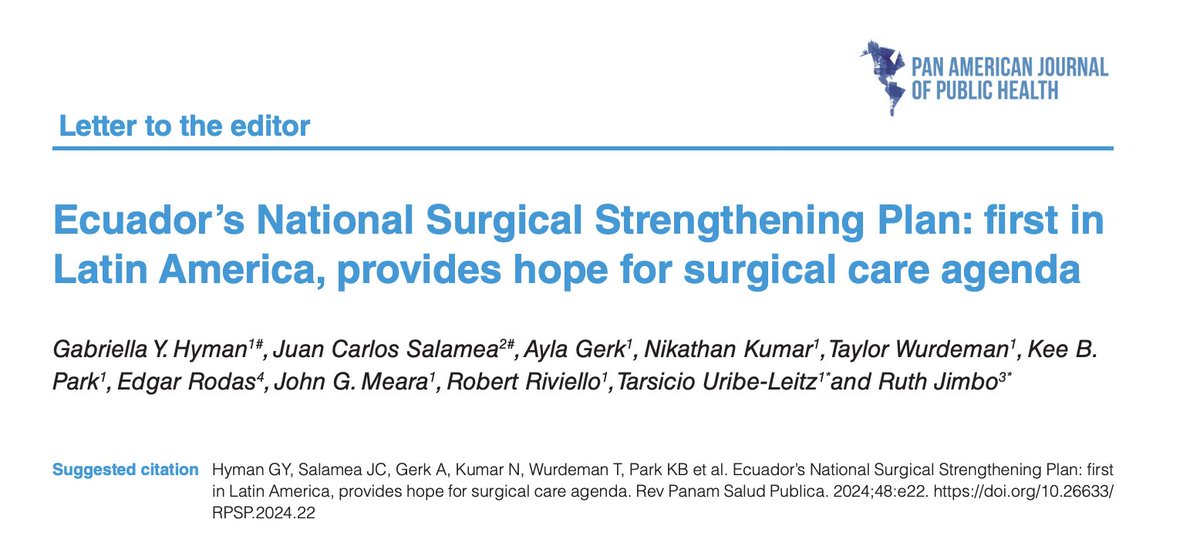 Ecuador’s National Surgical Strengthening Plan: First in Latin America, provides hope for surgical care agenda Read Here ↘️ iris.paho.org/handle/10665.2… Thank you, @pahowho ! Let's continue pushing this forward ‼️ 🌎🩺 #globalhealth #uhc #health4all #globalsurgery #NSOAPs