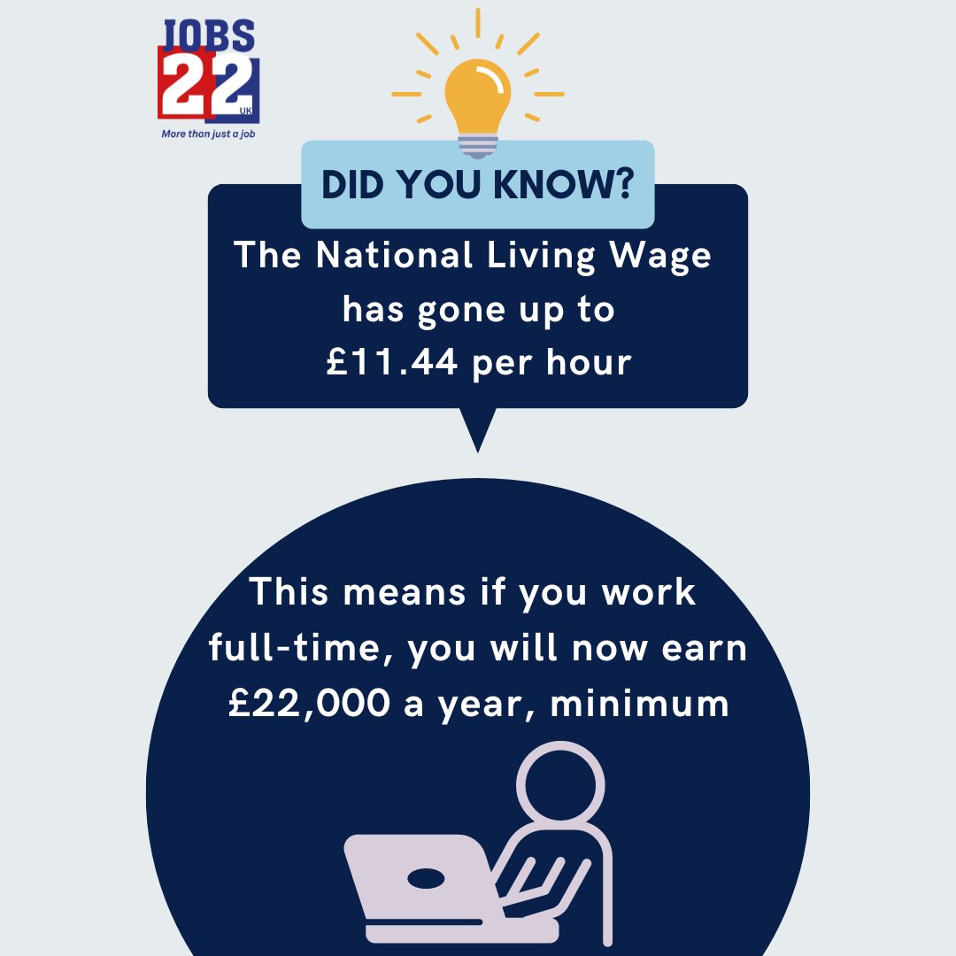 💡The National Living Wage has gone up in the UK to £11.44 an hour (for over 21s). This means if you work full time, your salary will be a minimum of 22k! ✨