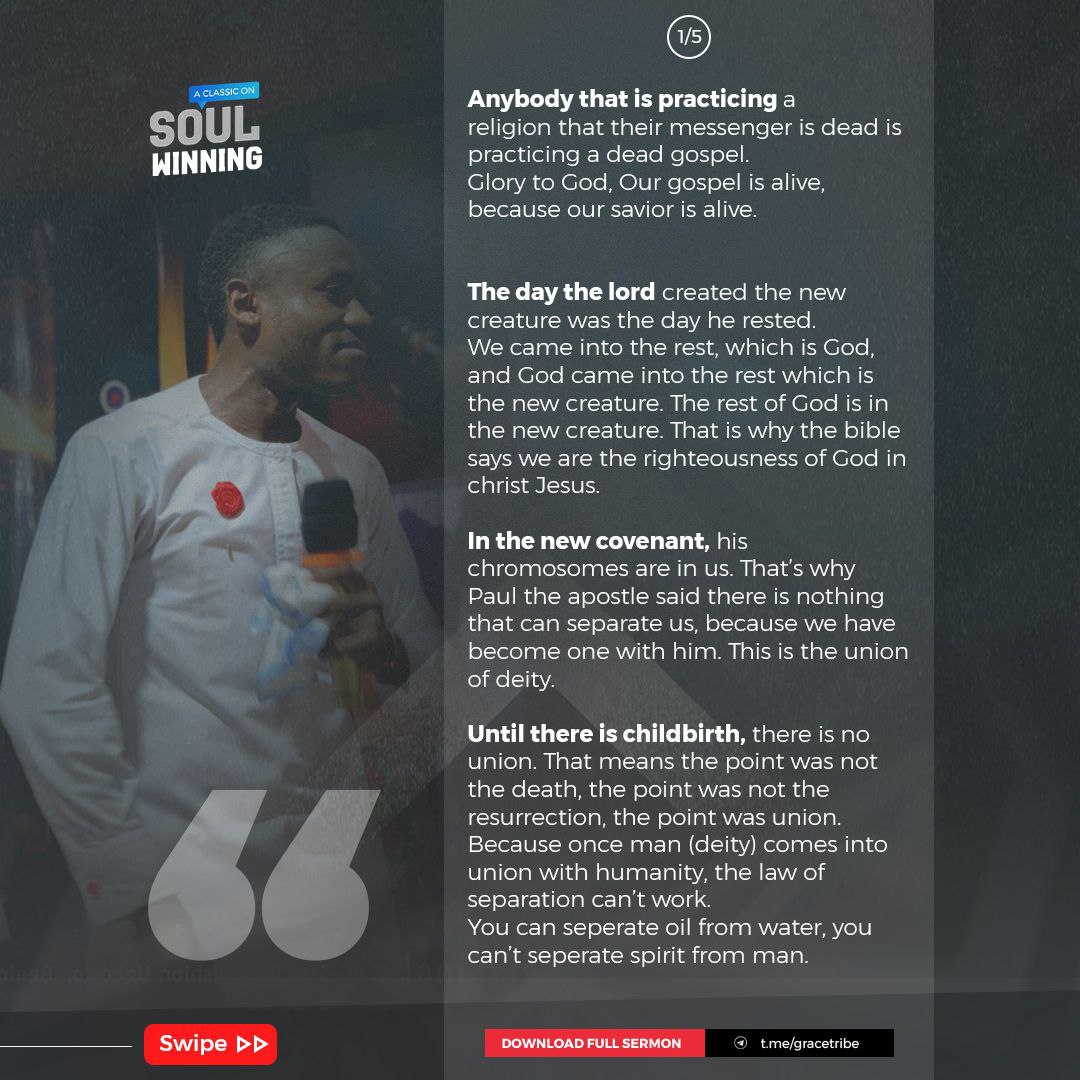gracetribeintl's tweet photo. Excerpt from the Sermon, A CLASSIC ON SOUL WINNING.

Sermon now out on telegram 

https://t.co/GdeBifwUc5

Listen now !!!

#gracetribe #thebigyear #aclassiconsoulwinning #christcommunity https://t.co/lGuOG63faR