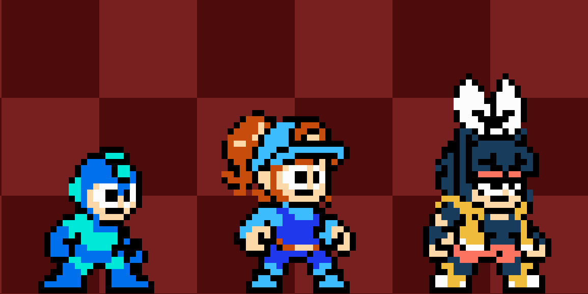 Mikayla from #Annalynn in the #MegaMan NES style because I haven't touched Aseprite in a hot minute