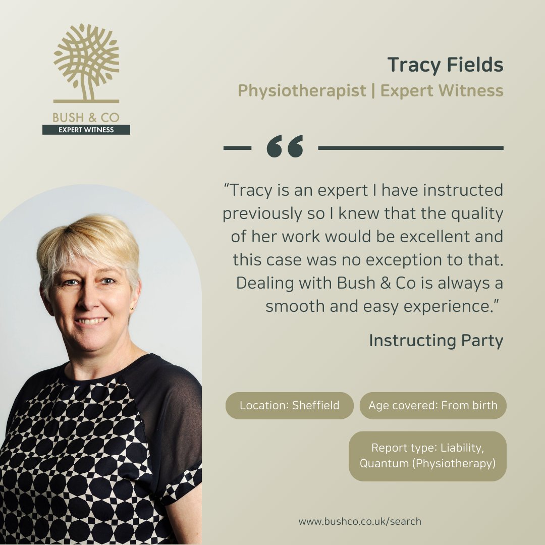 #TestimonialTuesday🌟 We are thrilled to share some wonderful feedback for expert witness Tracy Fields! With nearly 30 years of experience as a Physiotherapist, learn more about how Tracy can assist you with your Quantum and Liability reports here: eu1.hubs.ly/H08nhsB0