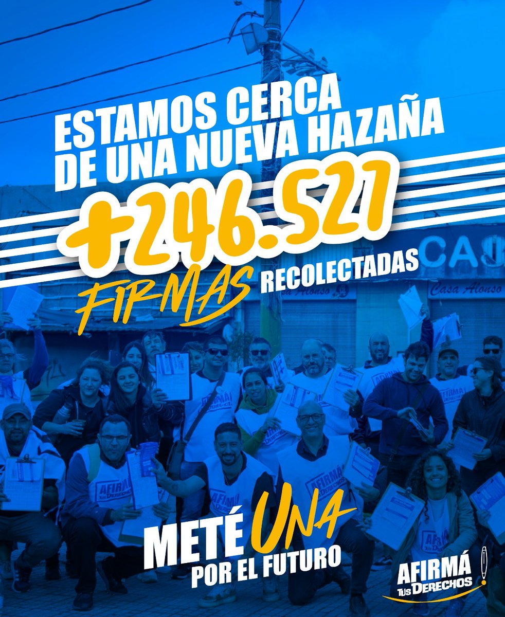 +246.527 firmas recolectadas🖊️🇺🇾 ESTAMOS CERCA DE UNA NUEVA HAZAÑA Te necesitamos a vos para juntar las firmas que faltan y avanzar hacia una reforma constitucional que permitirá al pueblo ser parte activa del cambio. ¡Sumá tu firma y sumate vos!✍🏽