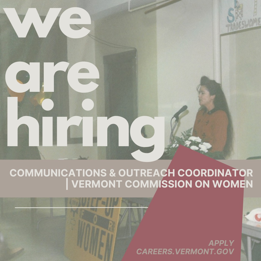 We are accepting applications for a #Communications  &amp; Outreach Coordinator position until April 8th. Join our small, tight-knit, collaborative team working to advance #genderequity and social justice.

careers.vermont.gov/job/Montpelier…

#Vermont