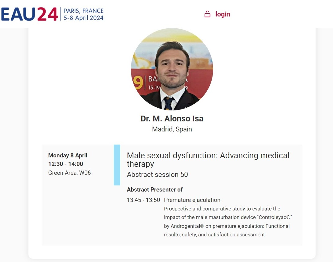 We are very proud to present in Paris our definitive results regarding cognitive-behavioral treatment + masturbation assisted by mechanically coordinated devices through a mobile application for the treatment of premature ejaculation @Urologia12 @ROC_Urologia #EAE24 #Andrology