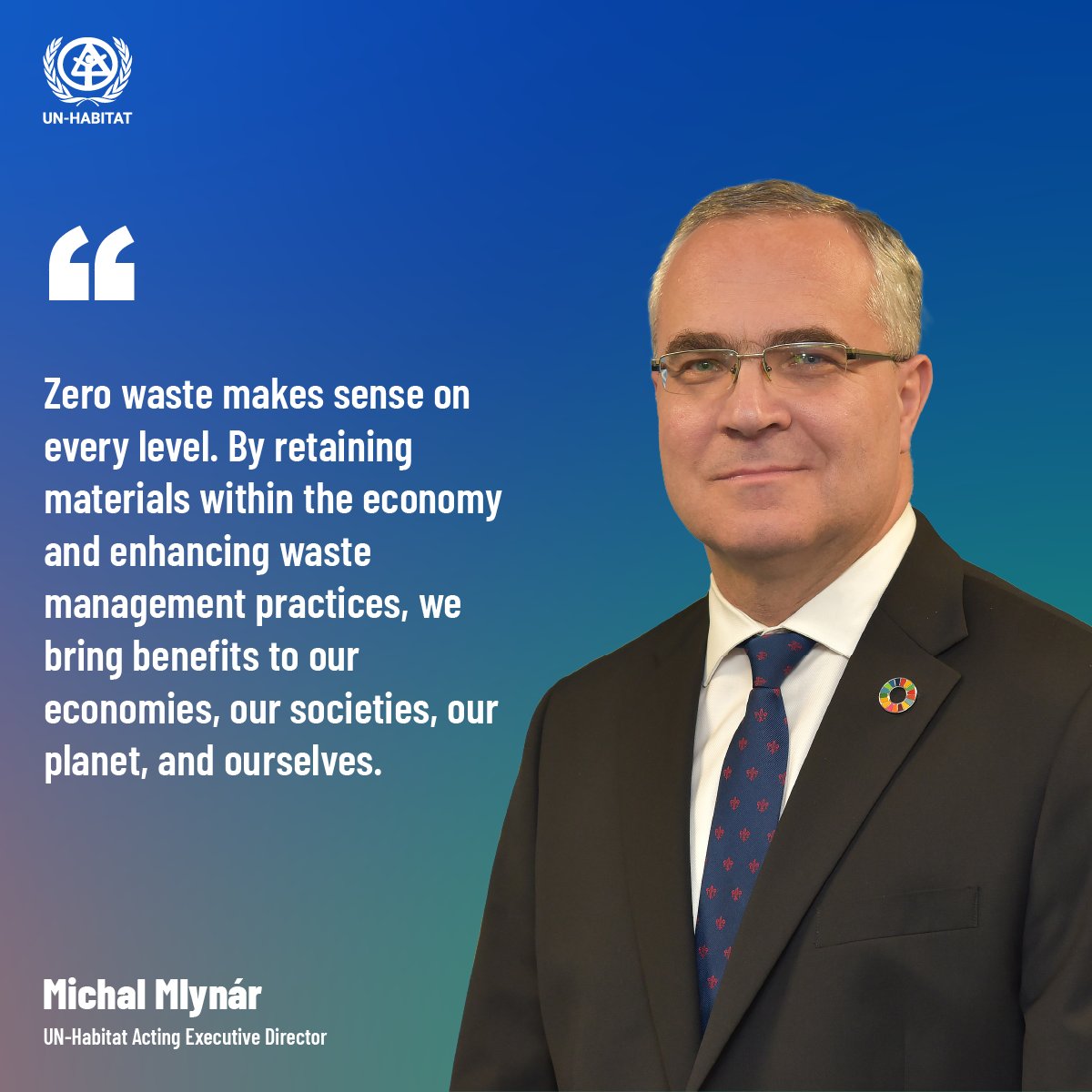 'Moving towards zero-waste societies begins with embracing the principles of the five Rs: Refuse, Reduce, Reuse, Repurpose, and Recycle. This is the motto UN-Habitat promotes and applies through its work.' AED @MichalMlynar message on #ZeroWasteDay. ▶️loom.ly/WATnN2Y