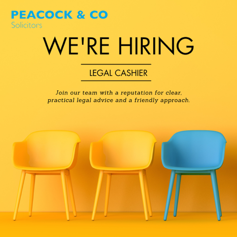 Premier Member @PeacockandCo are looking for a Legal Cashier to work with and support their Financial Controller and 40 staff members. Please apply by sending your CV and covering letter to karen.webbe@peacock-law.co.uk. More details here: peacock-law.co.uk/our-careers/ #JobVacancy