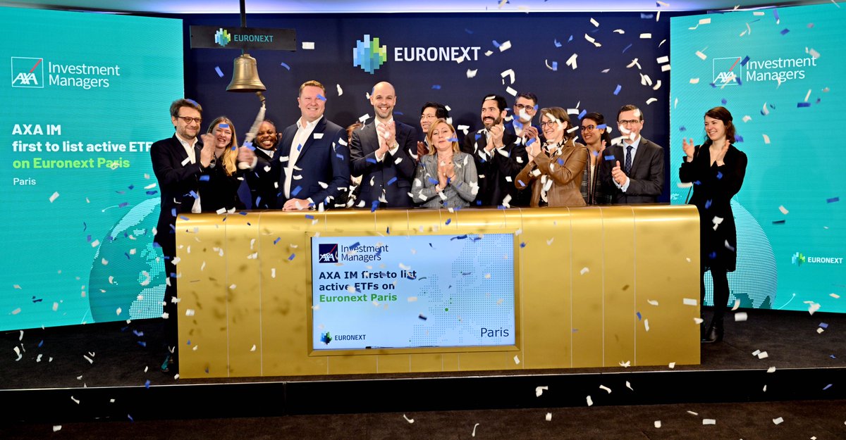 After recent approval by the AMF, Active ETFs are now available for listing and trading in France, and we are very proud to have @AXAIM join us to ring the bell listing the first Active ETFs on #Euronext Paris. More information here: euronext.com/en/about/media…