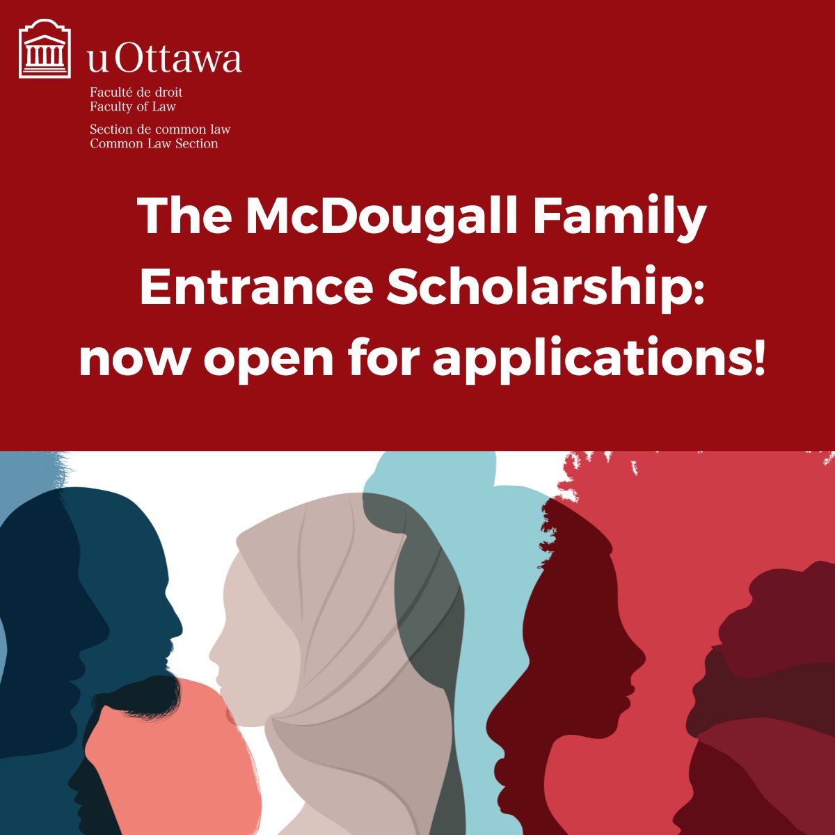 The Common Law Section is grateful for the support from the McDougall Family! Applications are open now until May 1! Learn more about Common Law Entrance Scholarships and how to apply here: uottawa.ca/faculty-law/co…