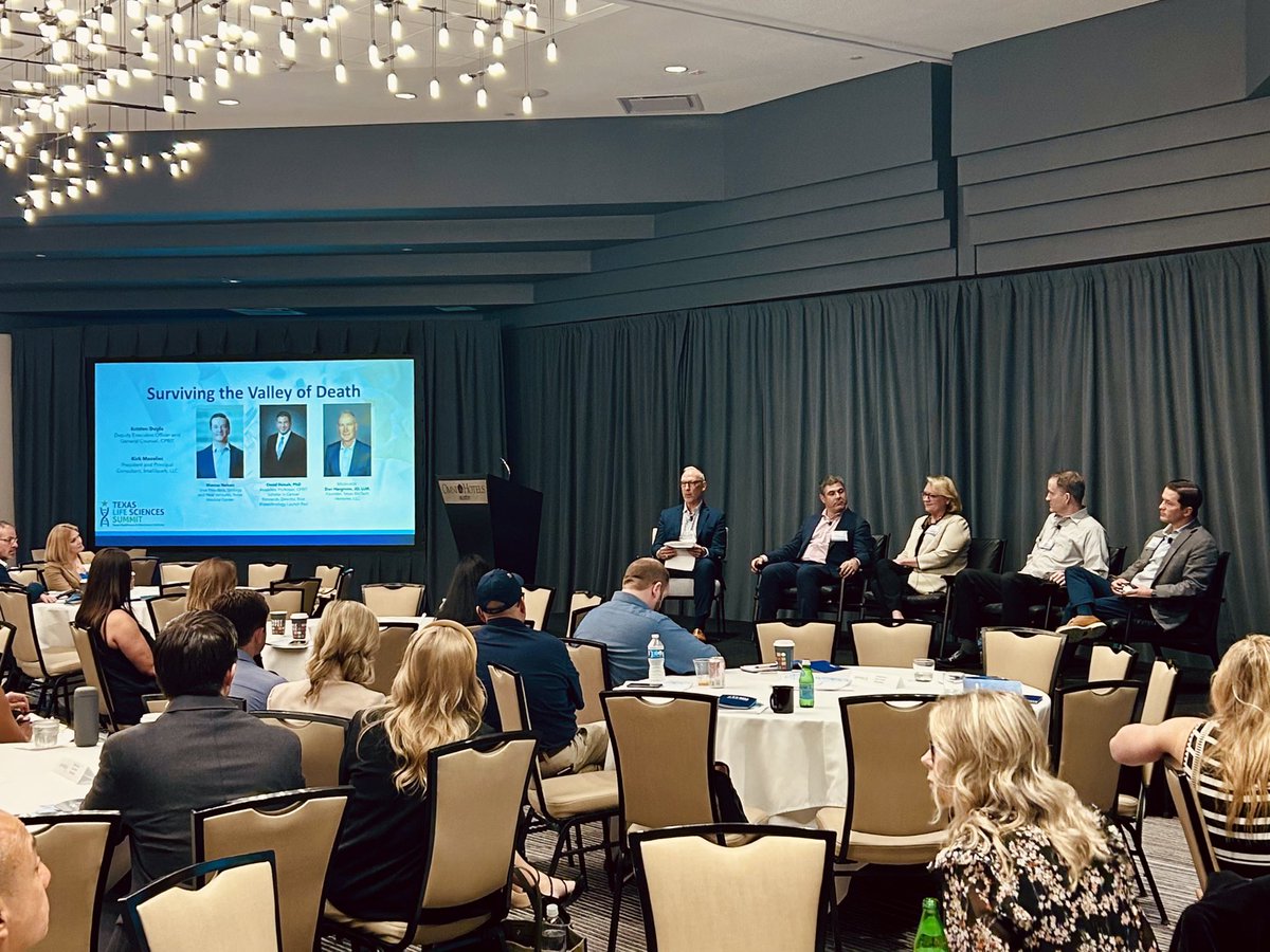 Learn how to “Survive the Valley of Death” and make a successful market launch with @CPRITTexas Kristen Doyle, Kirk Macolini @SBIRfunding, @TMCInnovation’s Marcus Nelson, Omid Veiseh @veiseho and Dan Hargrove on our second panel at the #TexasLifeSciencesSummit.