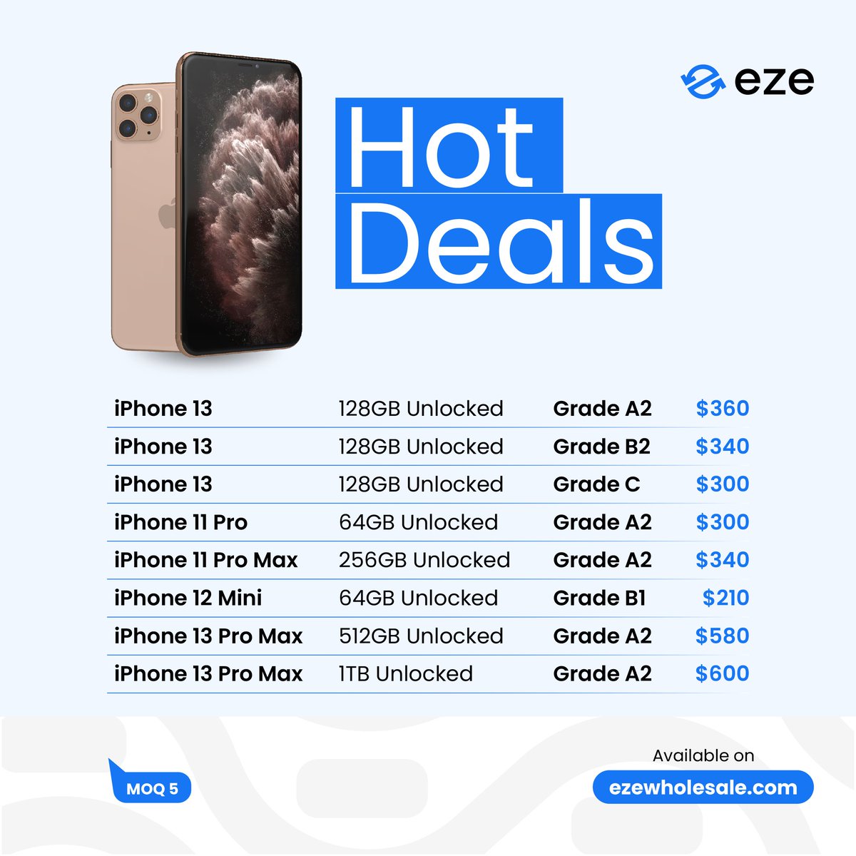 ezewholesale's tweet image. Don't miss out on our April specials🎉
Order now to enjoy amazing deals on iPhones &amp;amp; Samsung phones.

Remember, the more you order, the more you save📦💰

ezewholesale.com/wholesale-hot-…

#iPhoneSupplier #iPhone13 #iPhone12Mini #iPhone11ProMax #Note20Ultra #SamsungS21 #SamsungS22