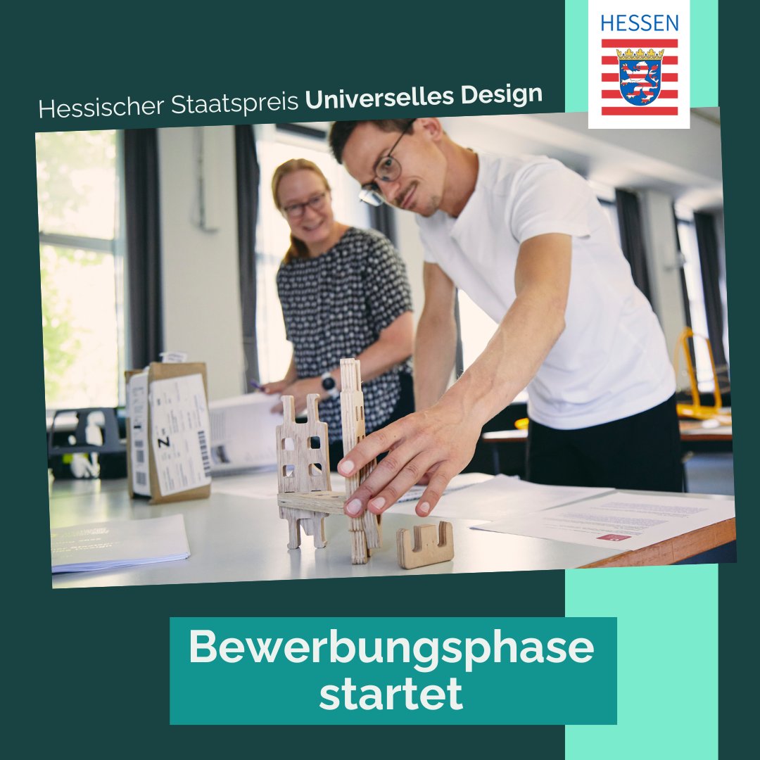 ❌️ BEWERBUNGSPHASE STARTET ❌️ Gutes Design, das Gutes für alle bewirkt. Das suchen wir beim 'Hessischen Staatspreis Universelles Design'. Heute beginnt die Ausschreibungsphase für 2024. Alles, was ihr dazu wissen müsst, erfahrt ihr hier: universellesdesign.de