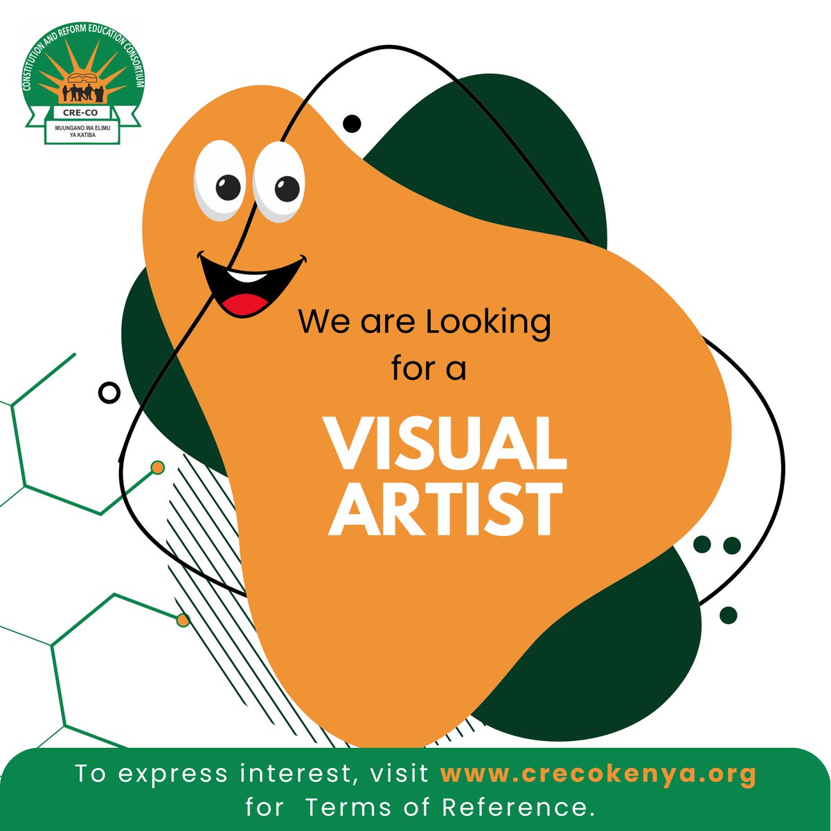 Re-advertising: Are you a Visual Artist? We are looking for you. Express interest by applying through crecokenya.org/consultancy/.