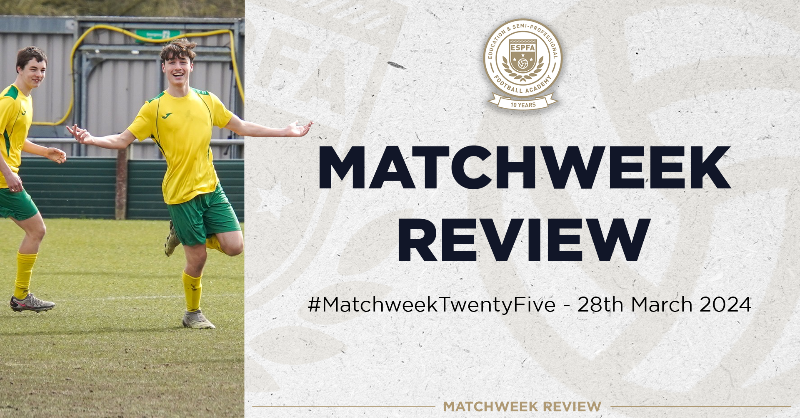 ESPFAcademy's tweet photo. All the action from #MatchweekTwentyFive in the ESPFA.

🏟 Results and goalscorers
📊 League tables
🎬 Match highlights
📸 Match photographs
🤳 Inside the ESPFA - Matchday
🥇 Team of the week
🏆 Player of the week
⚽️ Team lineups