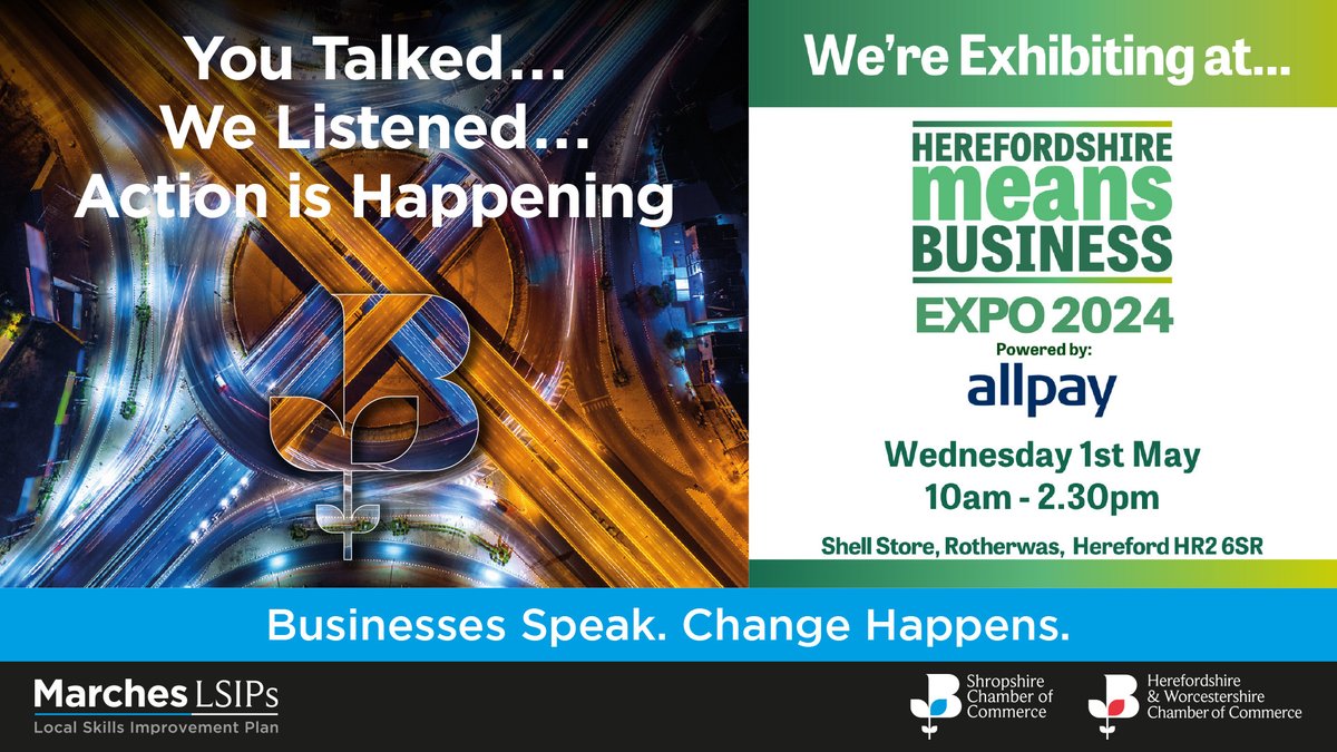 Our Marches LSIPs project team will be exhibiting at the @hfdmeansbiz Expo next month alongside @HW_Chamber We'll be talking to business owners about what skills their industry is missing, what change they need and how together we can make that happen. eventbrite.co.uk/e/herefordshir…