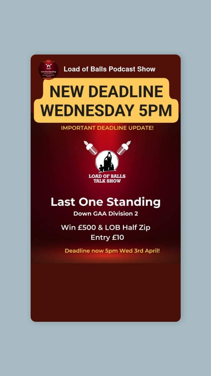 👉👉IMPORTANT NOTICE👈👈

🚫🚫NEW DEADLINE🚫🚫

 ***COMPETITION TIME***

🙌LOB LAST ONE STANDING Div 2🙌

🔴⚫️Pick one team per round 
using the link below
👇👇👇👇👇👇👇👇👇👇👇

👉 bit.ly/LOBLastOneStan…

🏆FOR THE CHANCE TO WIN

💰£500 AND LOB 1/2 ZIP

🎉Only £10 to ENTER