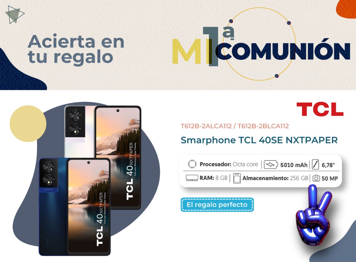 🎉¡Haz de la Primera Comunión un recuerdo inolvidable con TCL nxtpaper!📱 Perfecto para capturar momentos mágicos 🌟, aprender 📚 y jugar 🎮. Un regalo que crece contigo. ¡Celebra con tecnología y diversión! #tcl  🙏💖

link: clientes.infowork.es/buscar?control…