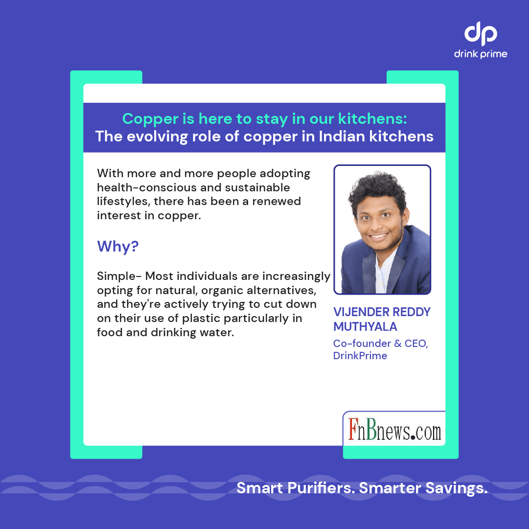 Our Co-founder & CEO, Vijender Reddy Muthyala, talks about the different benefits of copper-infused water, and why copper water purifiers have become the preferred option for many modern-day wellness enthusiasts in his latest article. Read more here: bit.ly/3xjvACh