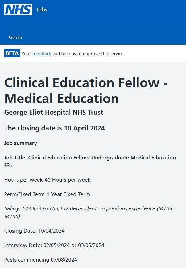 📢NEW JOB OPPORTUNITIES! We are now recruiting for Clinical Education Fellows & 2x Clinical Skills & Simulation Tutors to join our fantastic team at GEH! Links to apply are below: beta.jobs.nhs.uk/candidate/joba… beta.jobs.nhs.uk/candidate/joba… @GEHNHSnews