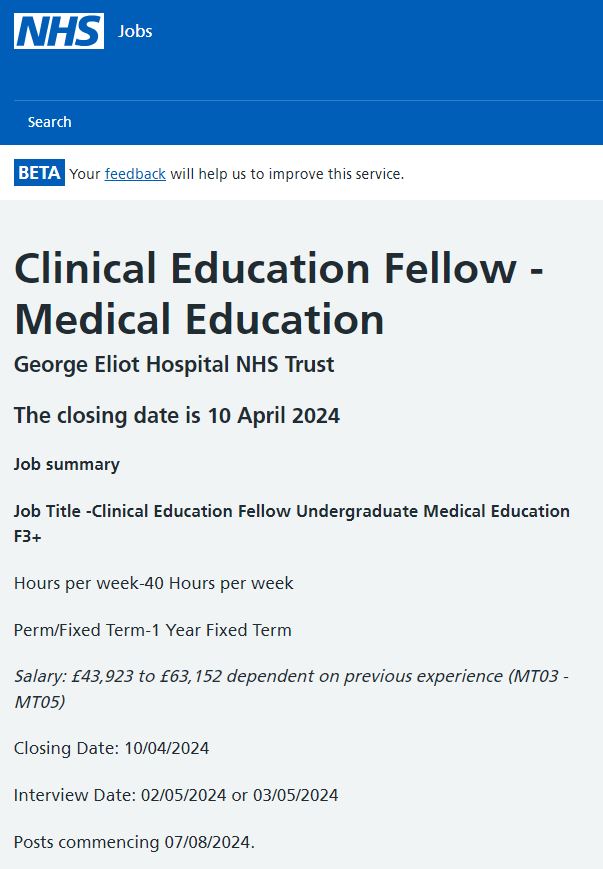 GEH Clinical and Medical Education (@gehclinmeded) on Twitter photo 📢NEW JOB OPPORTUNITIES! We are now recruiting for Clinical Education Fellows & 2x Clinical Skills & Simulation Tutors to join our fantastic team at GEH!
Links to apply are below:
beta.jobs.nhs.uk/candidate/joba…
beta.jobs.nhs.uk/candidate/joba…
<a href="/GEHNHSnews/">George Eliot Hospital NHS Trust</a> 📢NEW JOB OPPORTUNITIES! We are now recruiting for Clinical Education Fellows & 2x Clinical Skills & Simulation Tutors to join our fantastic team at GEH!
Links to apply are below:
beta.jobs.nhs.uk/candidate/joba…
beta.jobs.nhs.uk/candidate/joba…
<a href="/GEHNHSnews/">George Eliot Hospital NHS Trust</a>