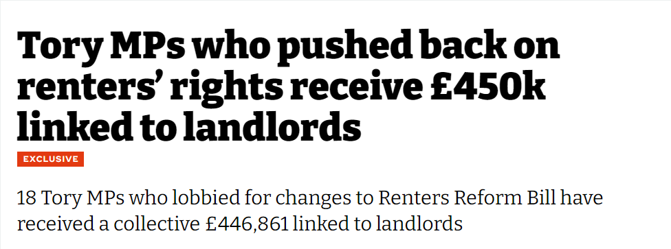 Big landlords are using our rent money to lobby a government filled with landlords to make the law better for landlords. The whole system is rigged against us. Only mass people power can win the change we need.